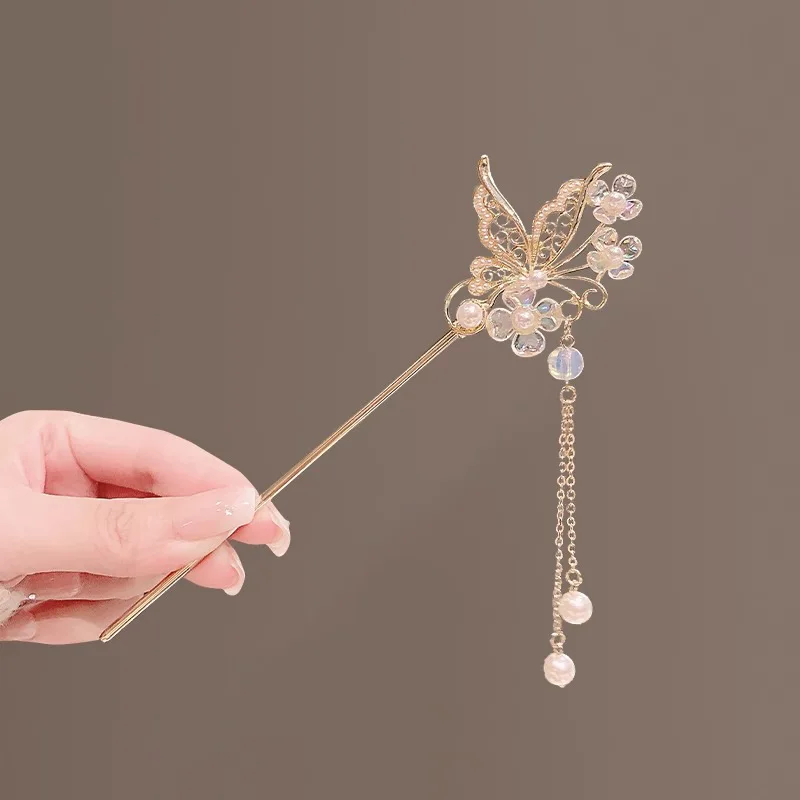 wholesale butterfly temperament ancient style walking head decorated with senior hair hairpin Chinese hairpin fringe hair clasp