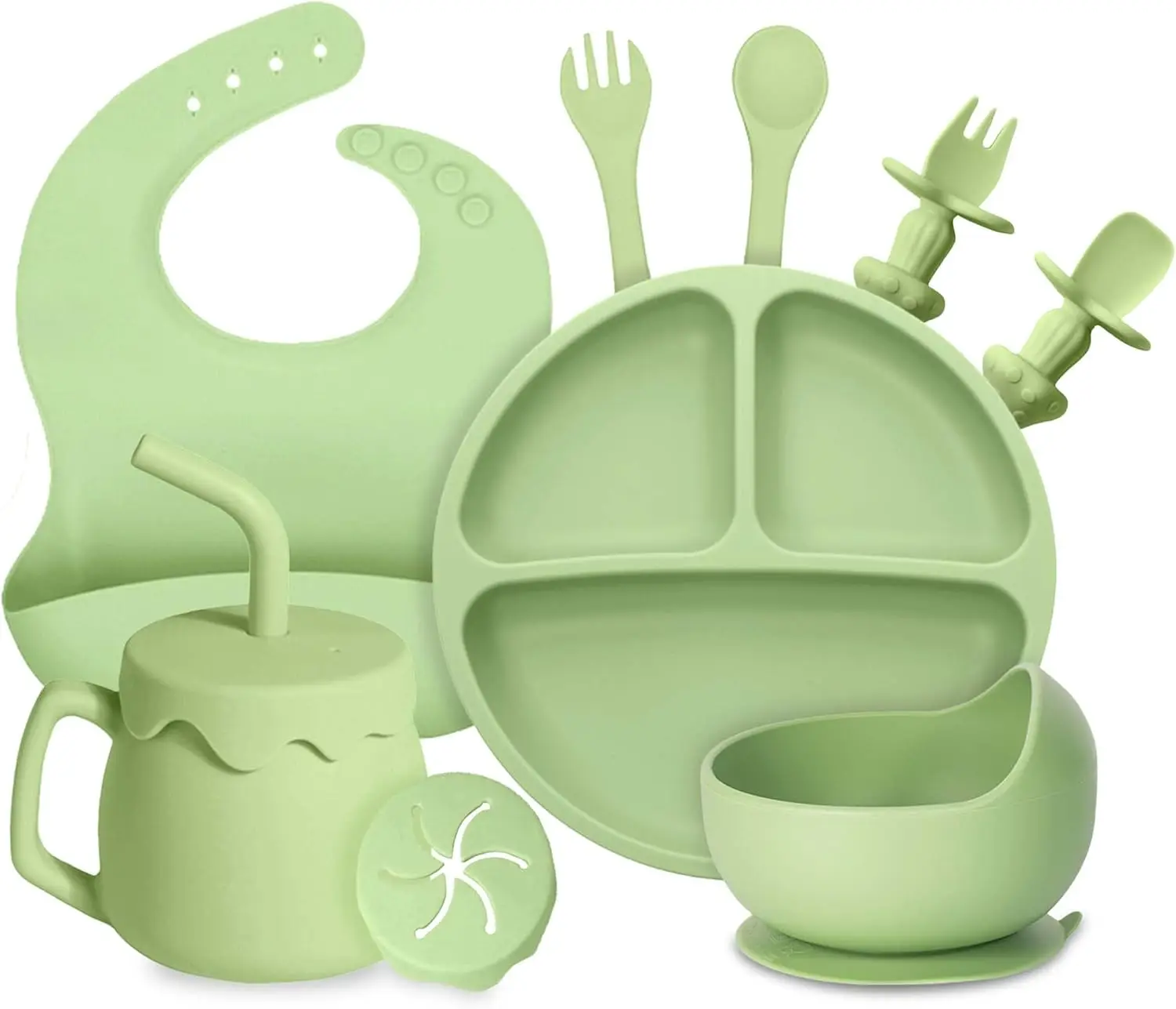 Factory Manufacture Competitive Price Heat Resistant Bpa Free Food Grade Silicone Baby Feeding Tableware Set Weaning Supplies