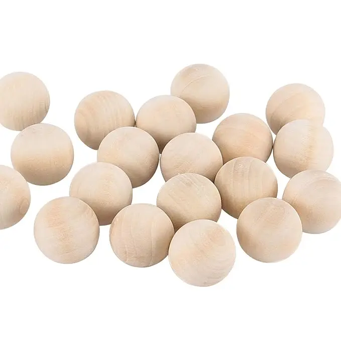 100 Pcs Round Wooden Balls without Holes Unfinished Natural Wood Craft Balls Custom Size Wooden Balls for Crafts and DIY Project
