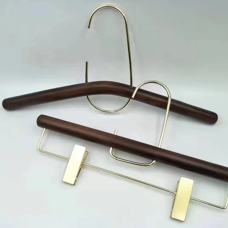 Custom Logo Wholesale Christmas  Fashionable Wooden Clothing Clothes Skirt pant Hanger With Clips
