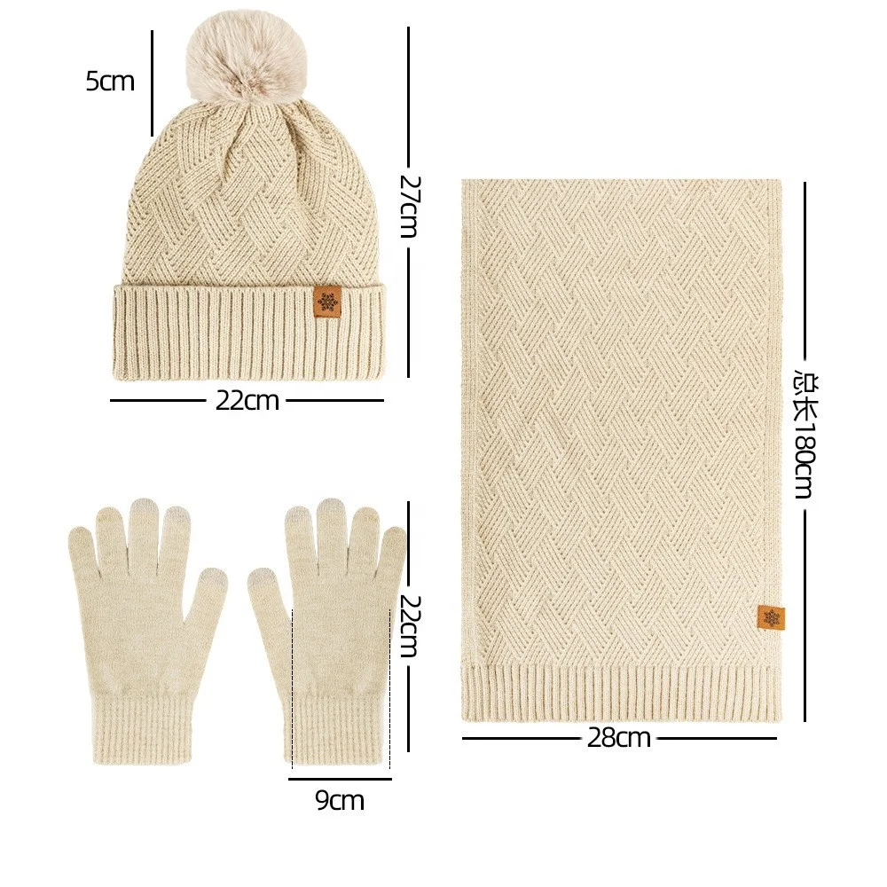 Winter high quality fashion knitted Alpaca wool solid colors warm cold hat scarf set hooded wool lady woman hat and scarf set