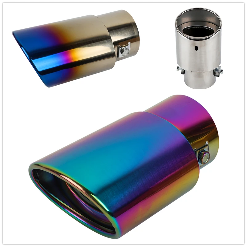 Customize Slant Burnt Blue Car Stainless Steel Exhaust Tail Pipes Muffler Tips