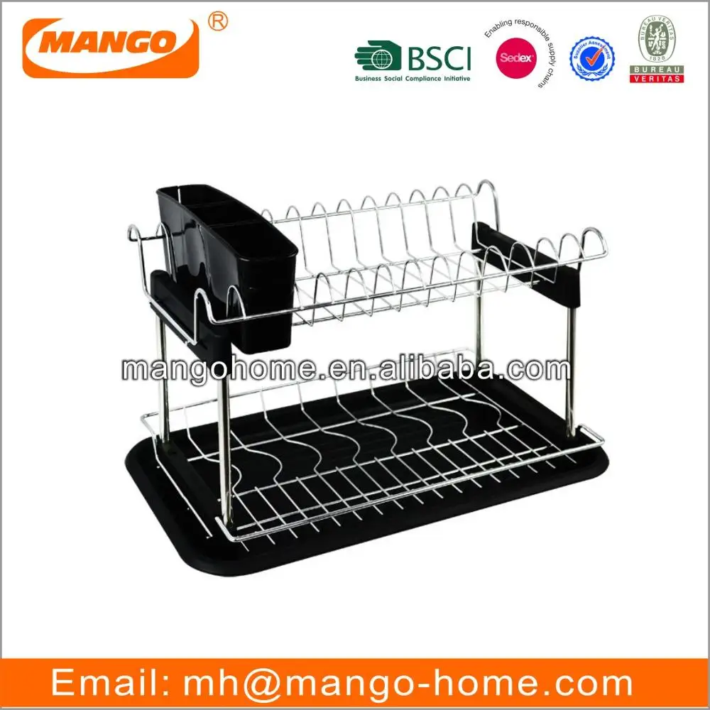 2 Tier Stainless Steel Kitchen Dish Racks Metal Wire Kitchen Wine Plate Dish  Drying Racks Table Storage Dish Rack