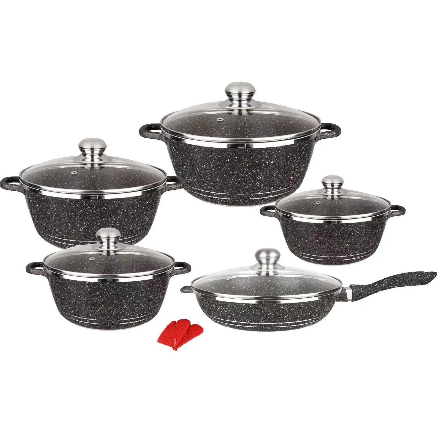 High quality aluminum OEM non-stick cookware set 12-piece kitchen cooking pot soup pot