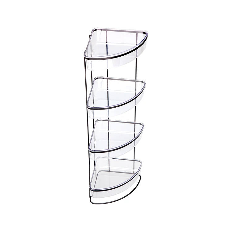 4-tier corner rack Bathroom Storage Organizer Shelf with  PS Box Telescopic Freestanding Bathroom Rack