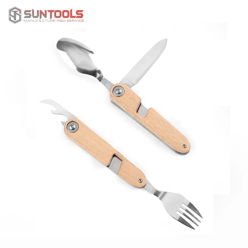 Portable Camping knife fork spoon stainless steel tableware set for camping picnic travel cutlery