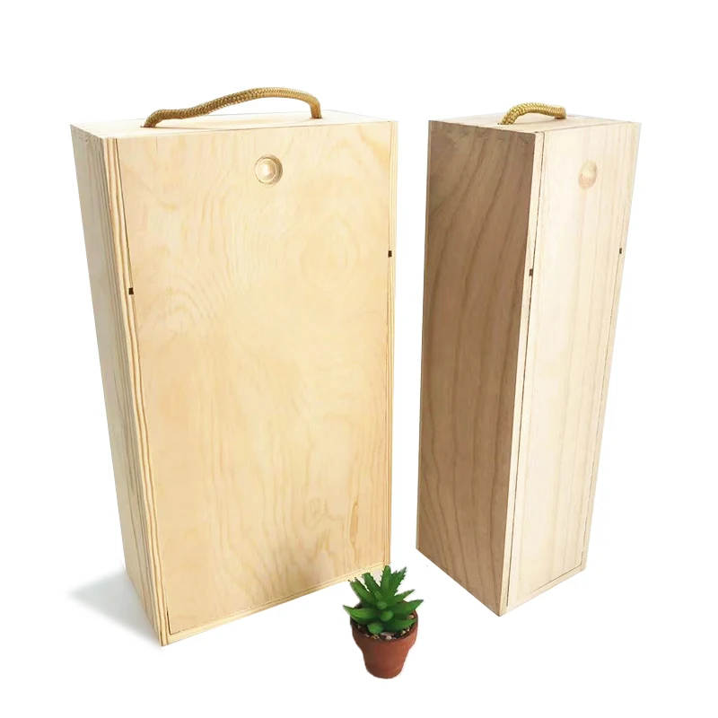 Wholesale Handmade Custom Logo Stock High-grade Wooden Wine Box 2-bottle Double Wine Case