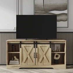 Large Capacity Storage Cupboard Wooden Sliding Cabinet Door Tv Console Cabinet With Adjustable Shelf