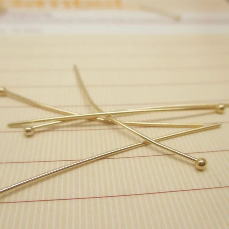 NANA high quality 24k gold filled pin,different sizes head pin jewelry findings