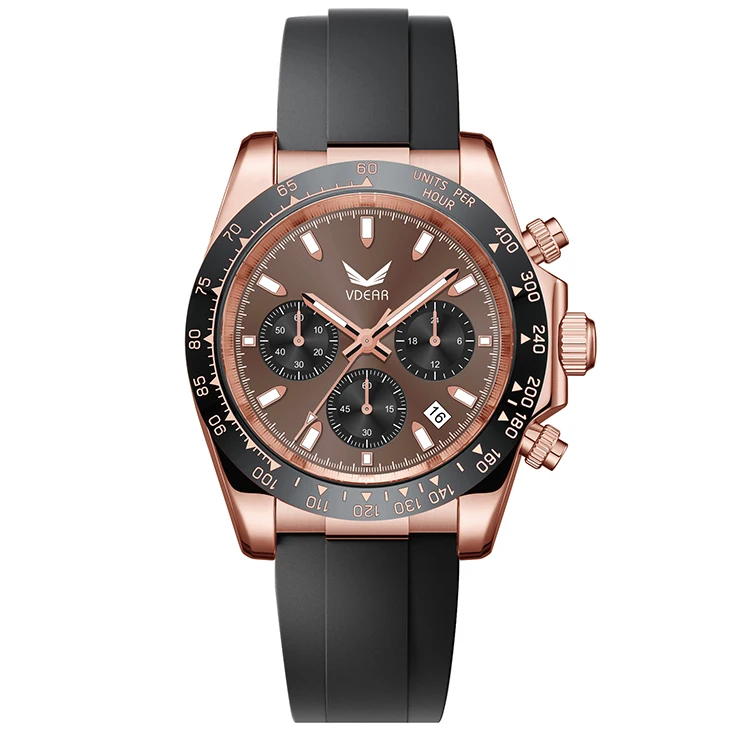 Business Luminous Small Three Needle Ceramics Bezel Brown Dial With Calendar Montre Original Homme Oem Brand Mens Watch 2024