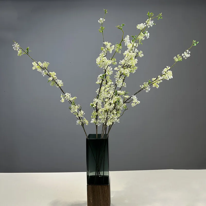 CM-TH1215 Hot Sale Artificial Long Snow Willow Branch With White Flowers Stem Greenery Plants Home Wedding Floral Arrangement