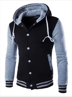 eBay classic baseball hoodies men winter warm patchwork fleece sweatshirt