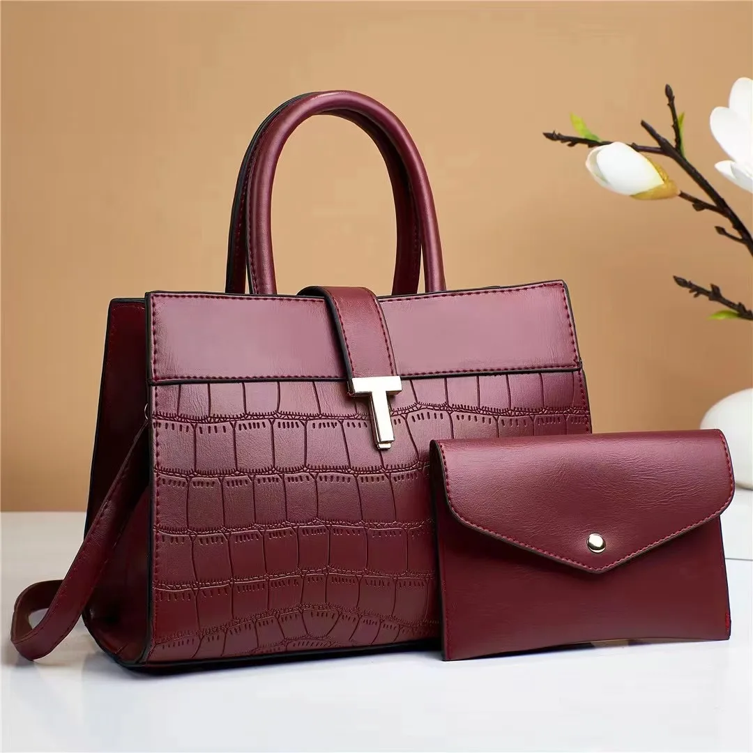 Luxury Women Bags New Pu Leather Tote Bag Shoulder Bag And Purses For Ladies Fashion Women Handbag Set Of 2 Pieces With Wallet