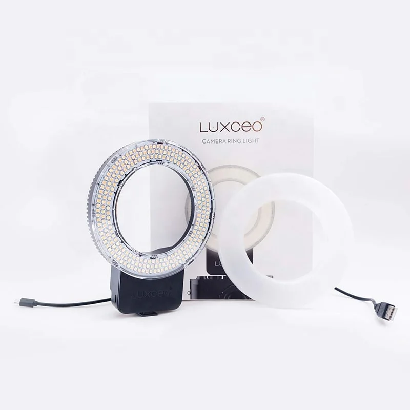 LUXCEO P01 RGB 5.5 inch Portable Black Photography Rechargeable DSLR LED Video Ring Light