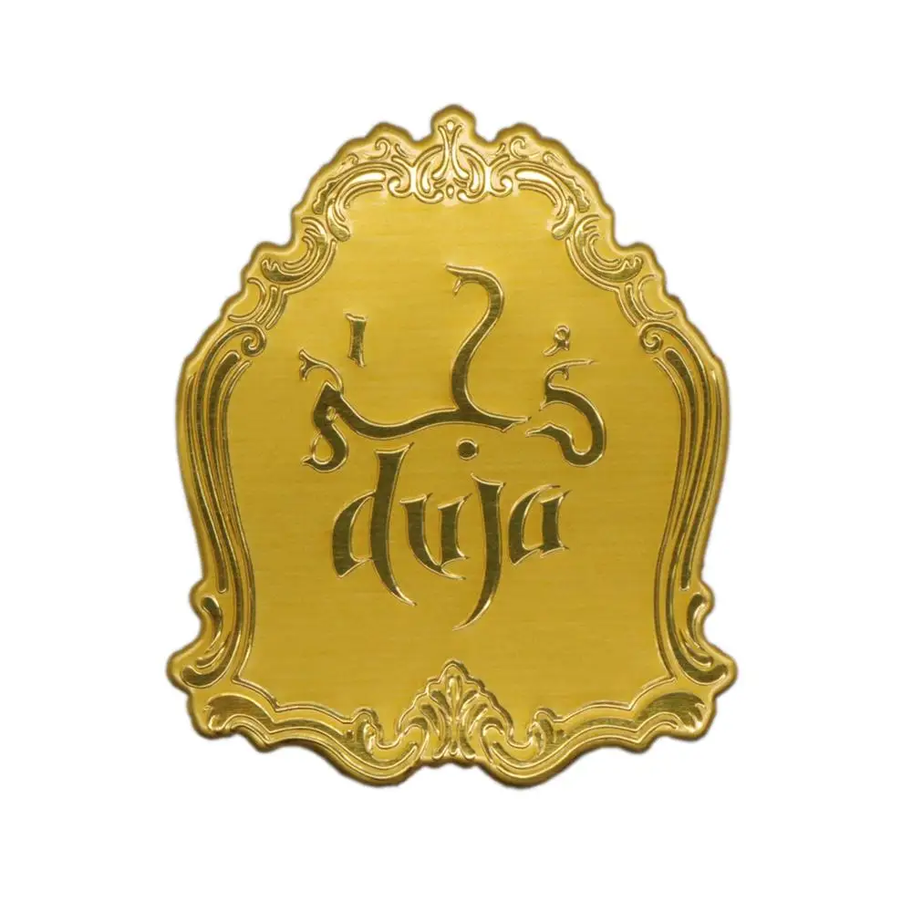 custom 3d metal label embossed metal sticker perfume bottle sticker