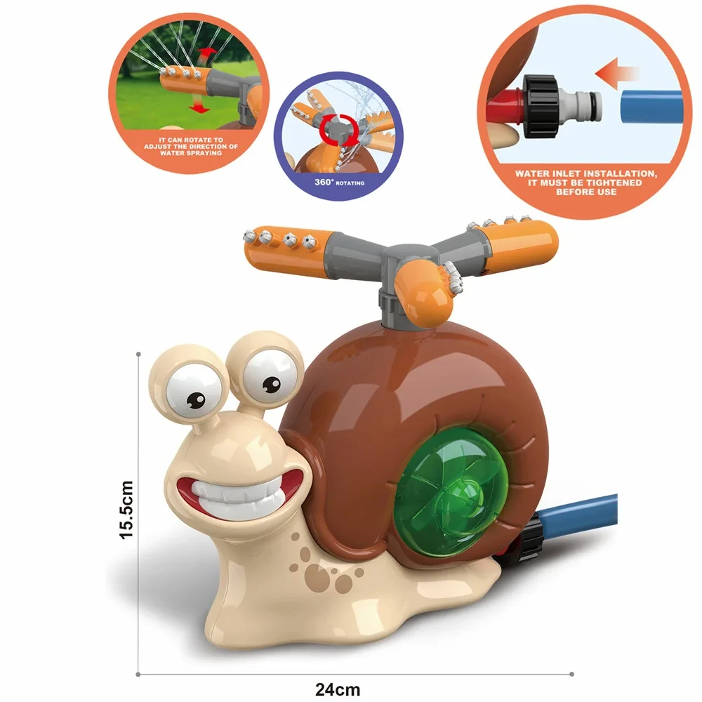 Water Spray Outdoor Toy Snail Sprinkler Backyard Garden Summer Yard Cartoon Splash Sprinkler Toy for Kids