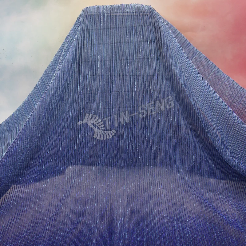 Ombre Navy Knitted Lurex Fabric for Sari