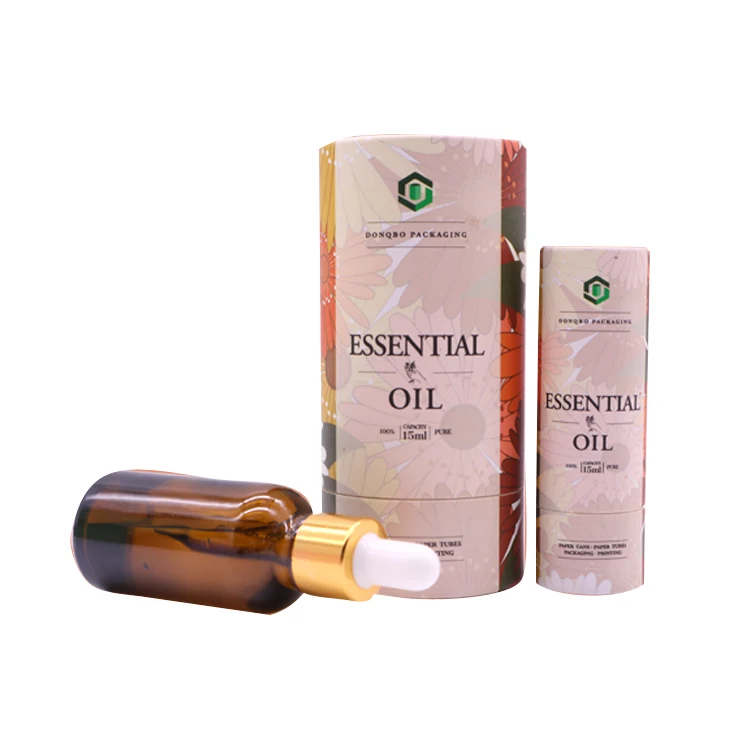 Wholesale Printed Design Round Cosmetic Recyclable 50ml Craft Oil Bottle Paper Tube Box Packaging Tube Packaging for Skincare