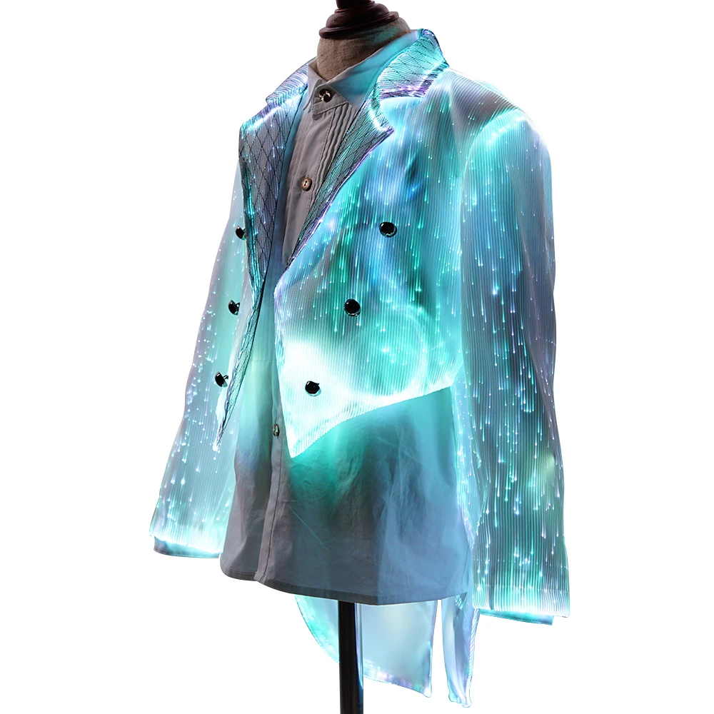 2019 Новое поступление, модный светодиодный светящийся Детский костюм из волоконно-оптической ткани, белый свадебный костюм, смокинг для мальчиков boby