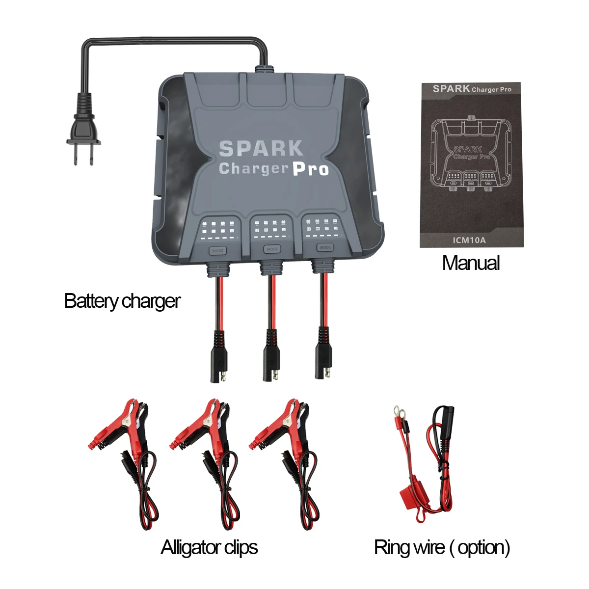 12V Waterproof Onboard Battery Charger 10AMP, Battery Maintainer & Desulfator for SLA/AGM, Lithium (LiFePO4)