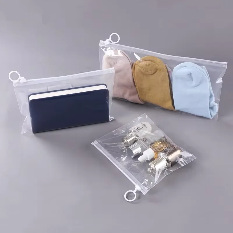 Transparent pvc clothing packaging plastic zipper bag pouch Cosmetic makeup zip lock slider bags Customized logo