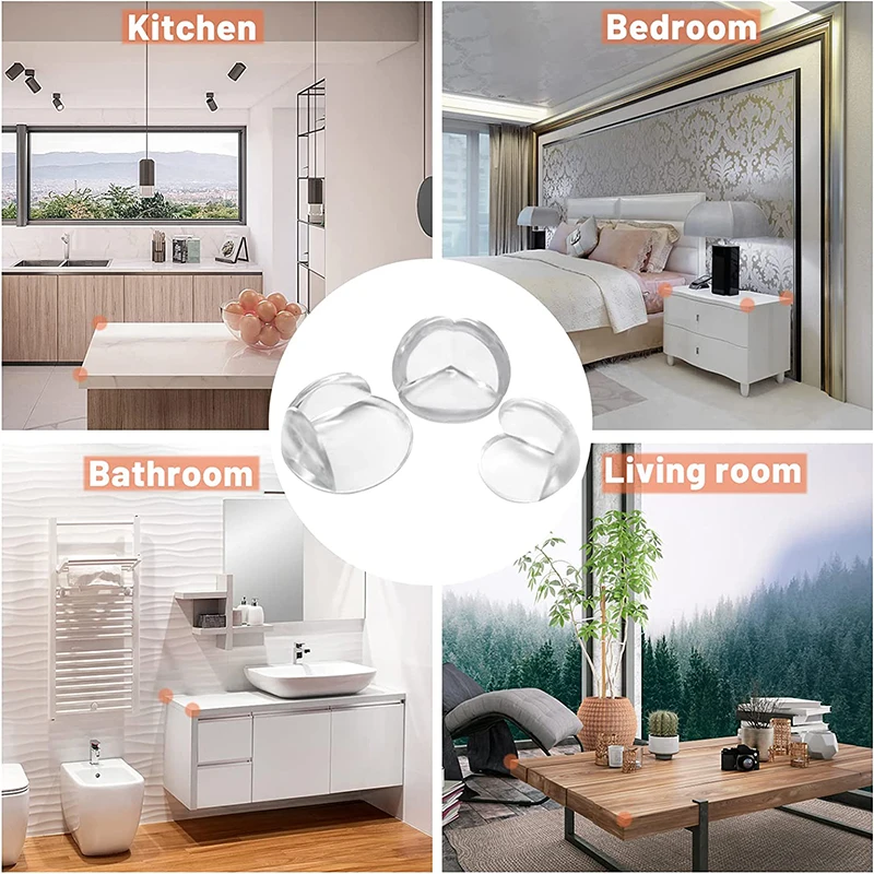 Table Corner Protectors for Baby to Prevent Head & Knee Injuries. Adhesive Pre-Taped pvc corner guard