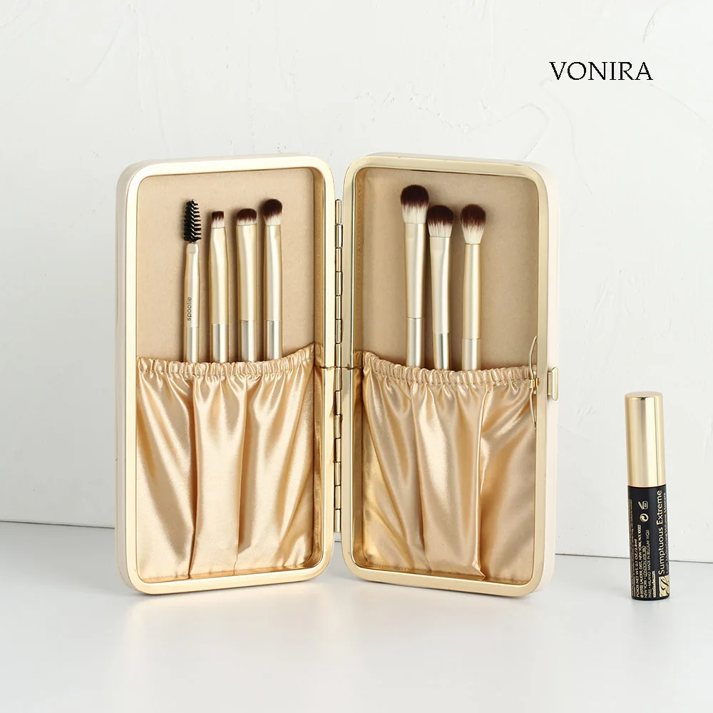 Vonira Beauty Custom OEM Gold Collection Complete Eye Makeup Brushes Set Brochas de Maquillaje Esenciales Para Sombra de Ojos