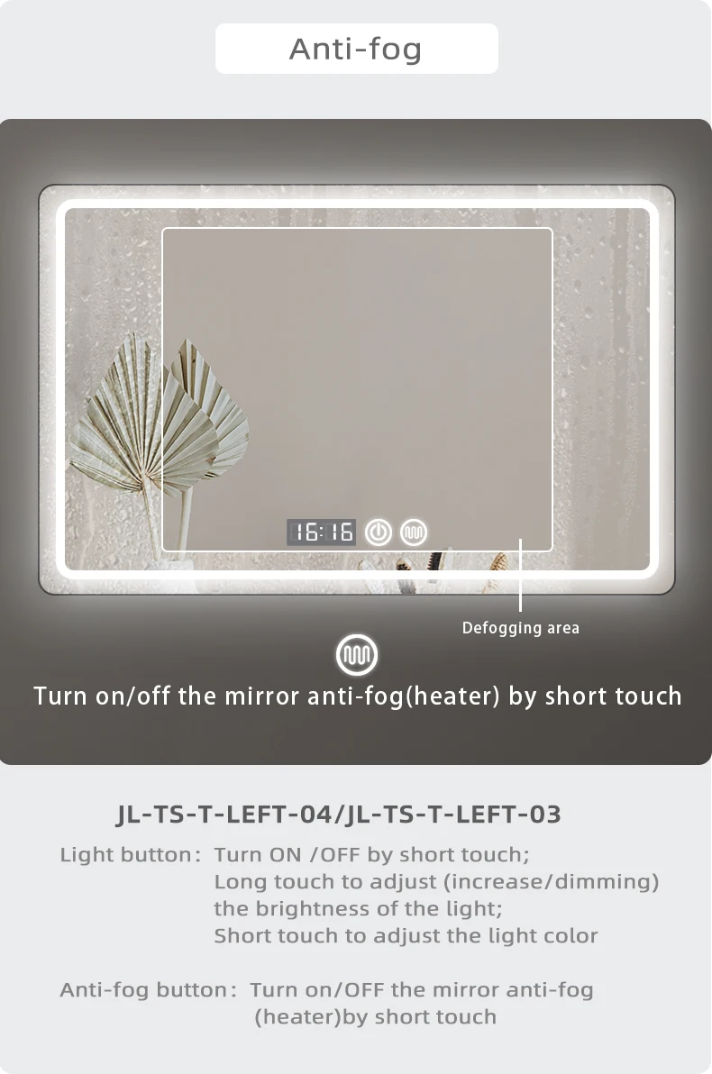 FICLUX High quality DC12V Color-adjustable Touch Dimmer Sensor 5A 60W Defogging Mirror Touch Switch with external relay