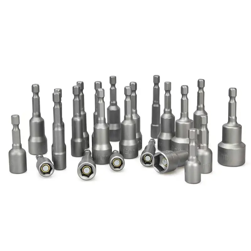 6pcs 6-13mm Magnetic Nut Setter Driver Socket Bit Set 1/4 Inch Hex Shank 65mm Long