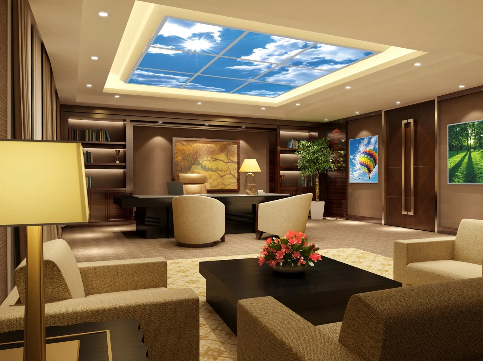 Faux Decorative Ceiling Skylight 20w 40w 30x30 60x60cm Sky Frameless Led Light Panels 60x60