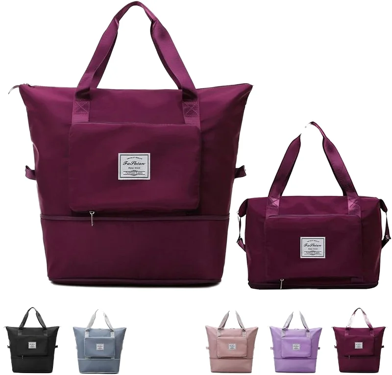 Custom New arrivals Foldable Expandable Lightweight sports Gym Duffel tote Bag Yoga Weekend Shoulder Customized travel bags