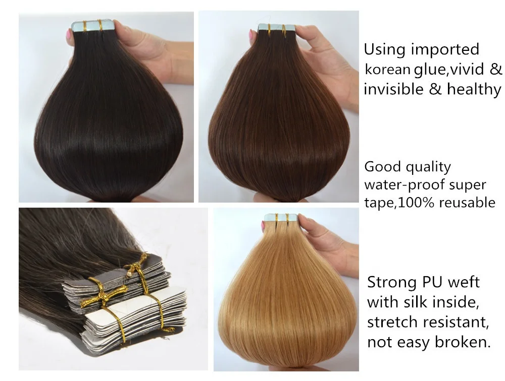 Двусторонняя Высокая cuality магия 36 yaord Germani estencion De Cabello brasileo человеческий волос Remy пряди на ленте