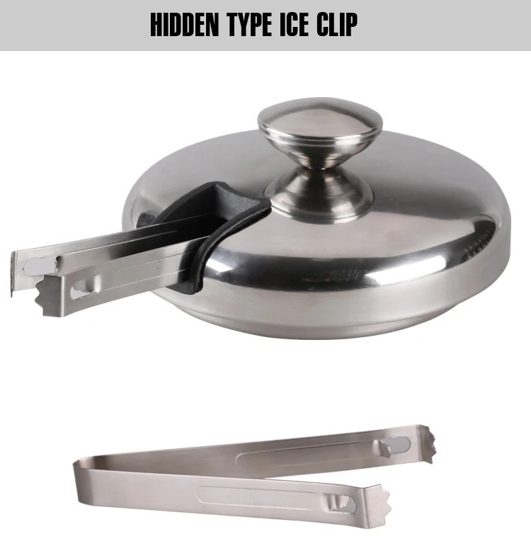 Portable Double Wall Stainless Steel Wine Cooler Ice Bucket With Lid and Tongs