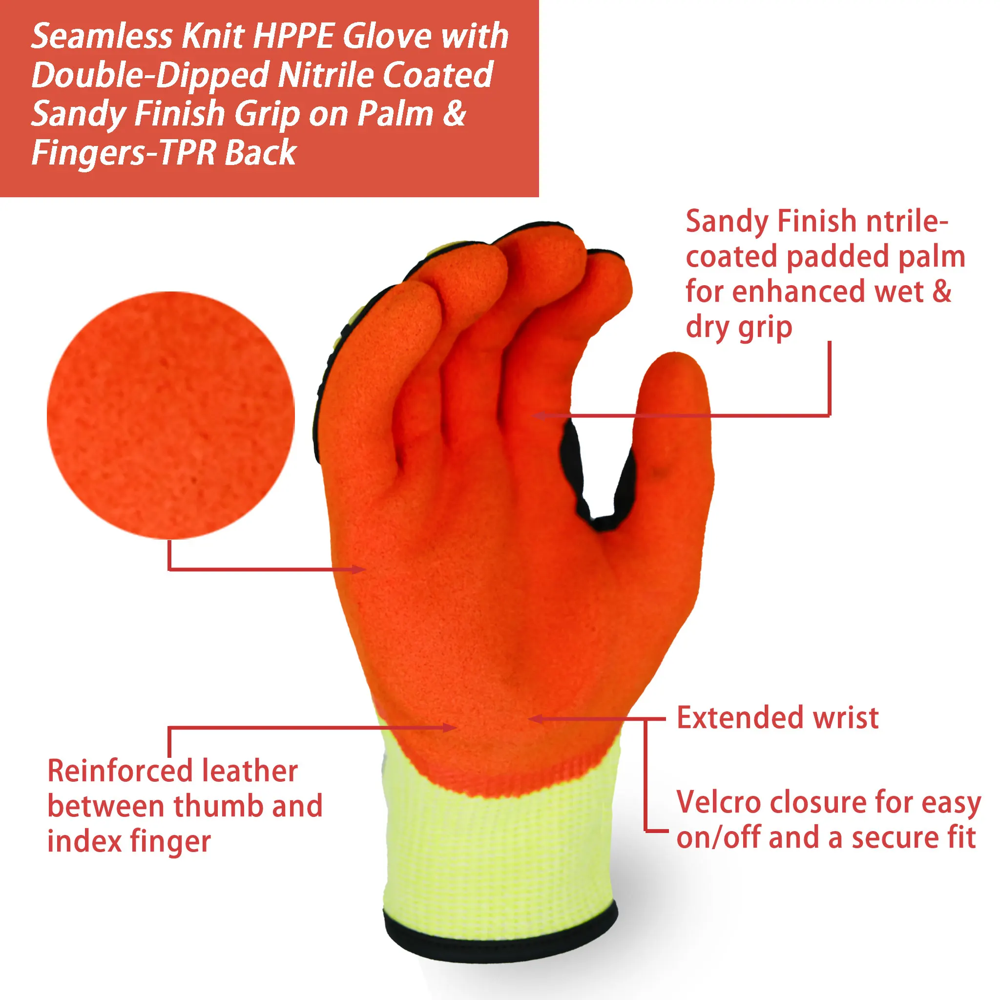 SKYEE popular nitrile rubber cotton stainless anti impact working cut resistant construction gloves for fabrication