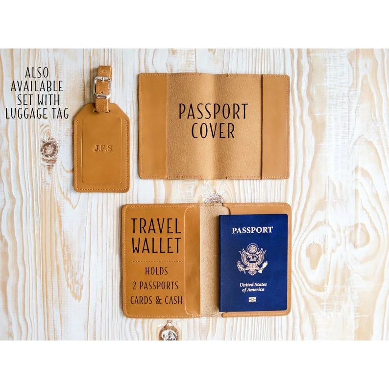 Hot Sale Fashion Various Colours Customized Logo Travel PU Leather Passport Cover And Luggage Tag Set
