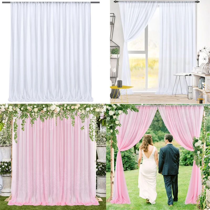 Chiffon Wedding Party Backdrop Drapes Curtain Baby Shower Birthday Party Stage Background DIY Home DecorationTextile