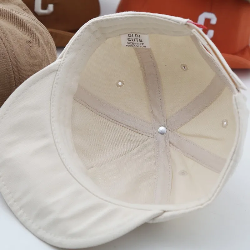 Однотонные шляпы от солнца в стиле INS, Детская кепка с логотипом C, детская повседневная бейсбольная кепка с логотипом под заказ