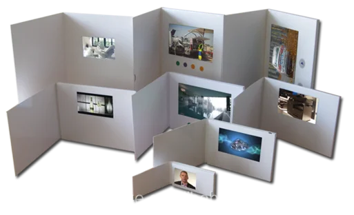 7 inch touch screen lcd video player brochure advertising with stand box