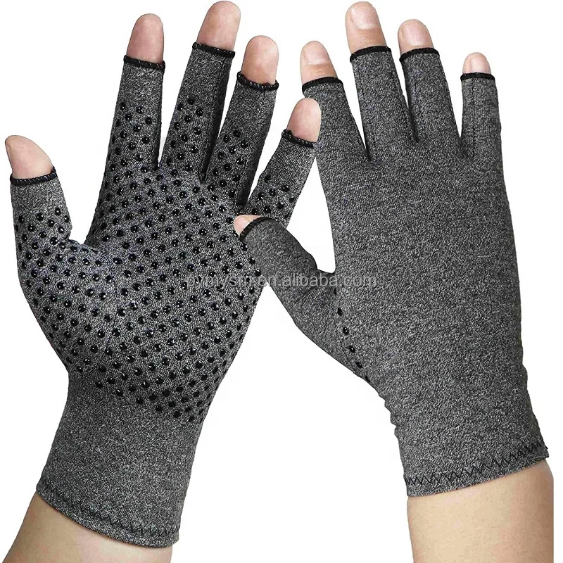 Breathable Cotton With PVC Dots Anti Slip Relief Hand Pains Ease Swelling Arthritis Compression Gloves