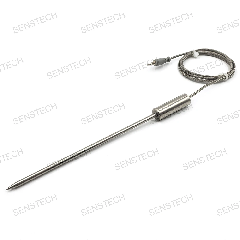 Pointed Probe OD4x100mm Metal Handle 3 Wire PT100 RTD Temperature Sensor With 3.5mm Stereo Plug