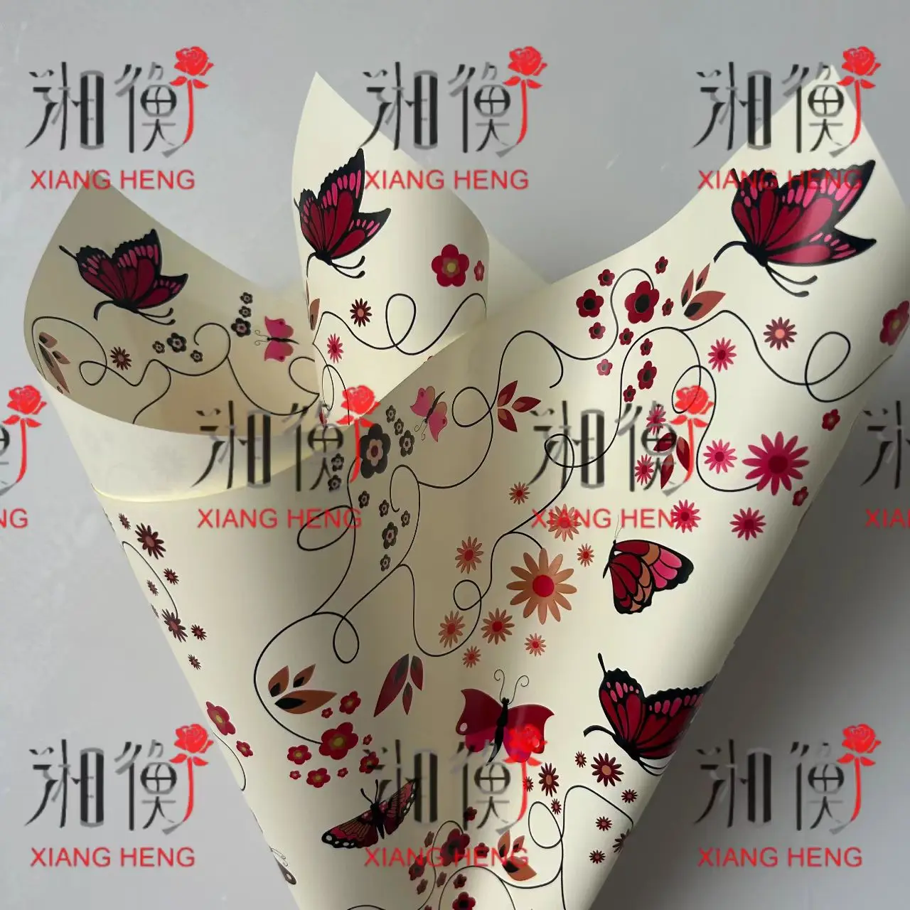 Hot sale wholesale New Design Butterfly Small Flower Korean Paper Flower Wrapping Paper florist paper flower wrapping