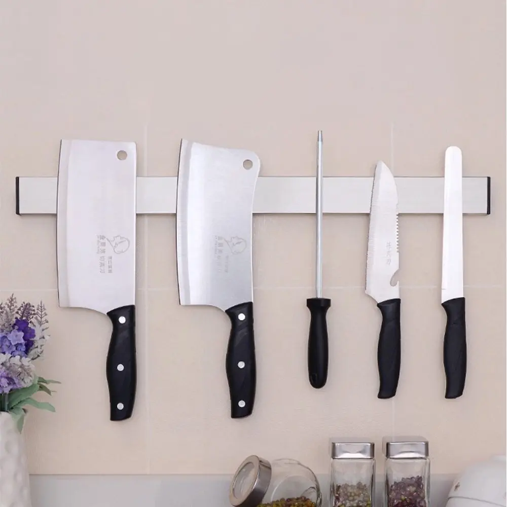 Stainless Steel Adhesive Kitchen knife block holder magnetic knife strip holder 16 inch magnetic knife holder