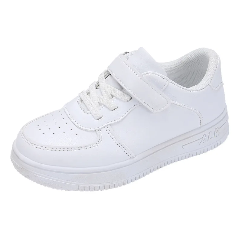 Children School leather Soft Sole Little White kids shoes Teenager high top Sneakers for Boys Girls Casual Board Running Shoes
