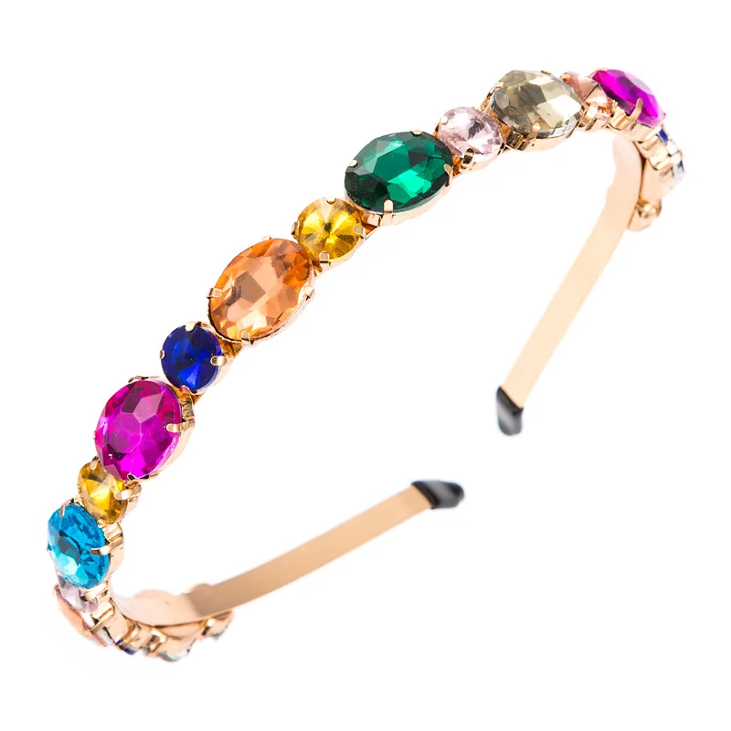 ins personality metal glass drill full drill headband female high-end all-match temperament headband hair accessories wholesale