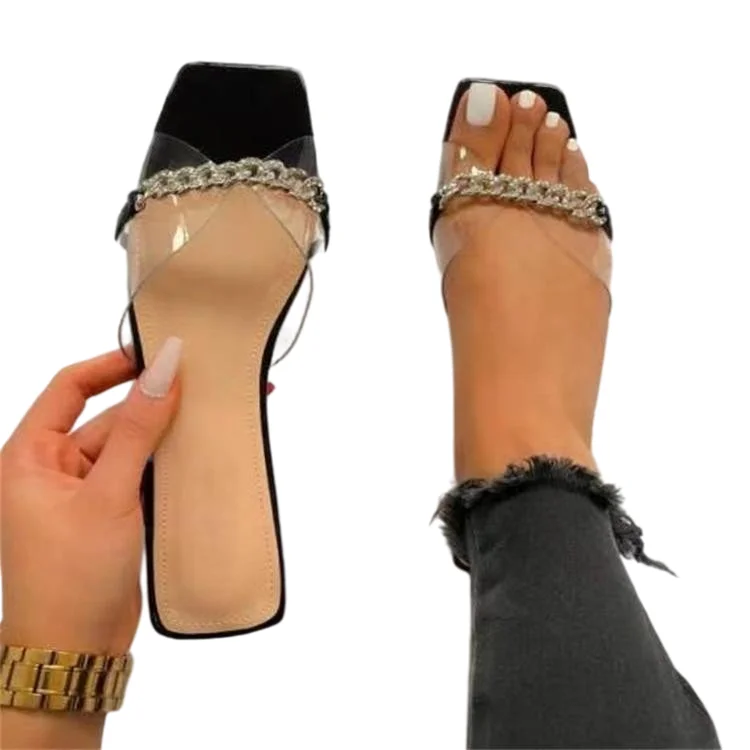 Сланцы женские на плоской подошве, модные туфли со стразами, пикантные, роскошные сандалии, лето 2021