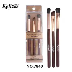 3pcs in 1 affordable price round nylon eyeshadow custom label brow angled brush