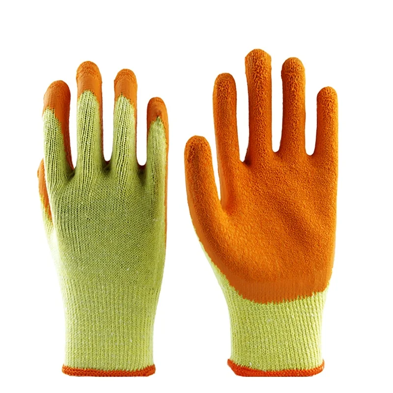 10 Gauge  Orange String Knit Cotton Latex Palm Coated work Gloves export to  Middle Eastern Market