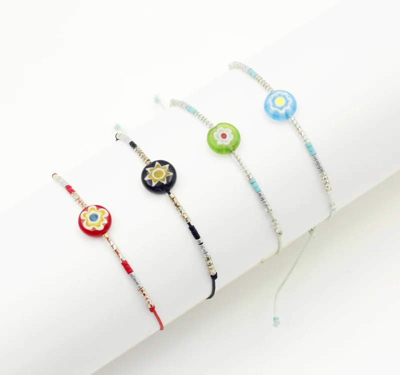 Bohemian Adjustable Nylon Thread Friendship Bracelets Diy Jewelry Handmade Glass Seed Beads Bracelet for Girls