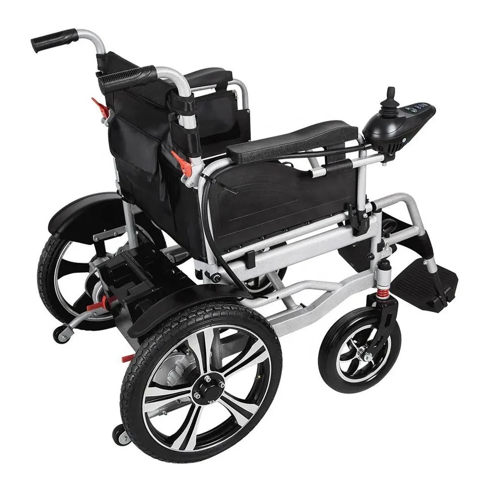 Medical Equipment Steel Material Electric Wheel Chair Folding Wheelchair With Electromagnetic Brake