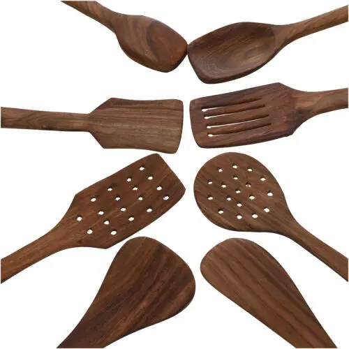 Kitchen Non-stick Utensil Teak Wood Spatula with holder Cooking Salad Stirring Tools spatula Cookware Set